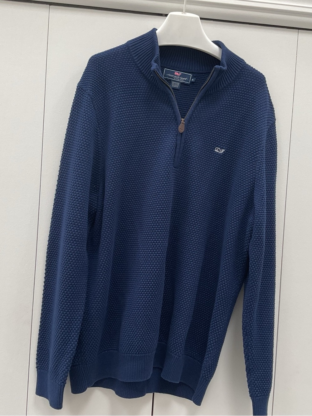 Vineyard Vines Men's Navy Textured Quarter-Zip Sweater
